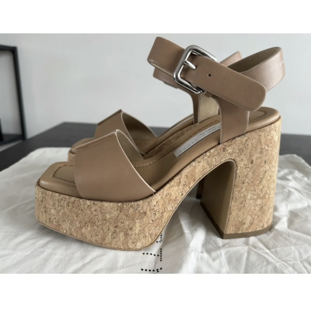 Stella McCartney Tan Platform Sandals with Chunky Heel